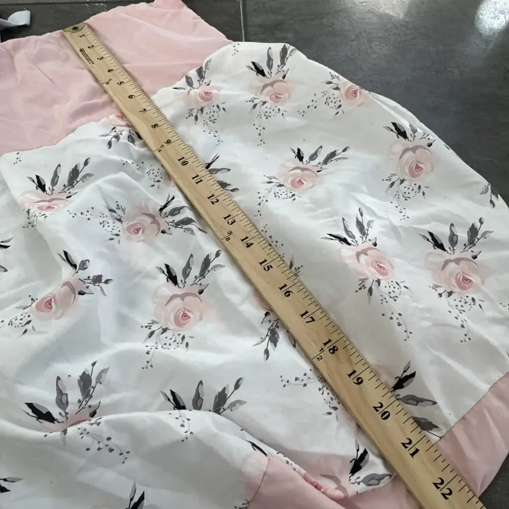 BEEWEED‎ Floral Crib Blanket Comforter, Skirt, Diaper Holder, Bear Rug Pink Rose